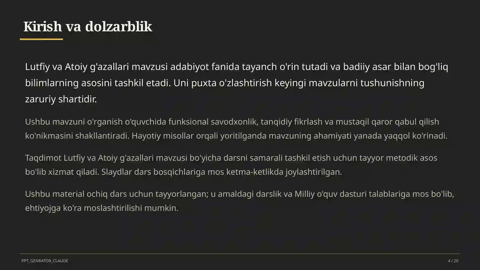 Lutfiy va Atoiy g'azallari (10-sinf) 4