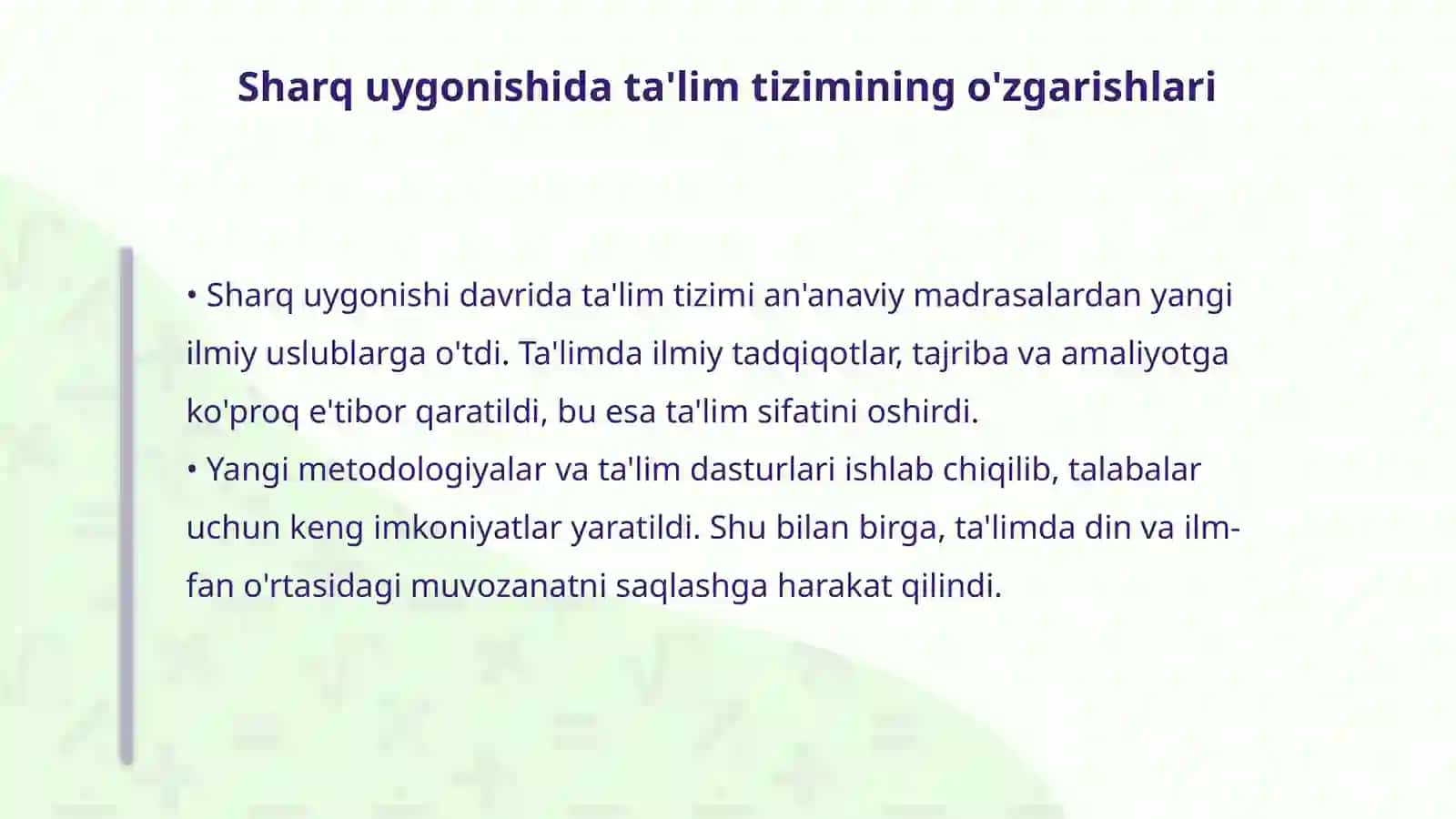 Sharq uygonish davri va unda talim tarbiya masalalari 4