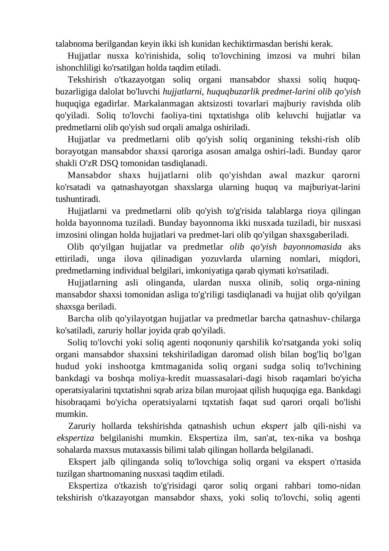 Soliq tckshirishlarini o'tkazish tartibi 4