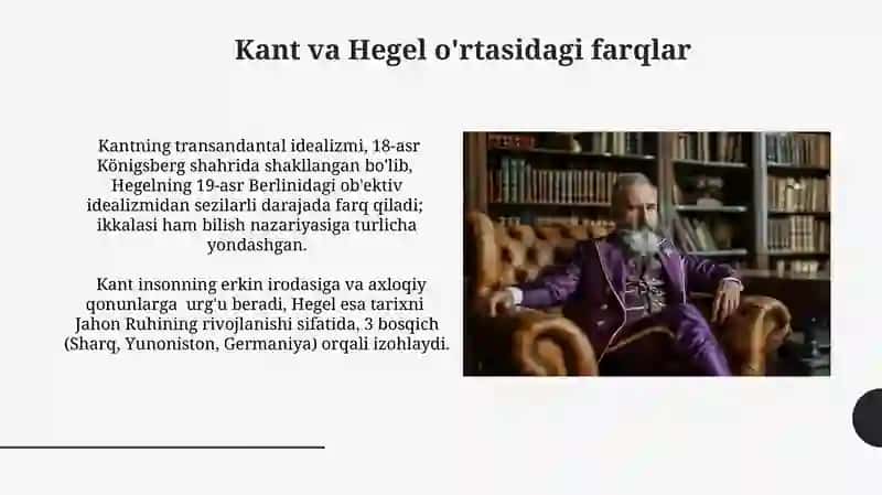 Nemis klassik falsafasi namoyondalari: I.Kant, Xegel talimotlari 4