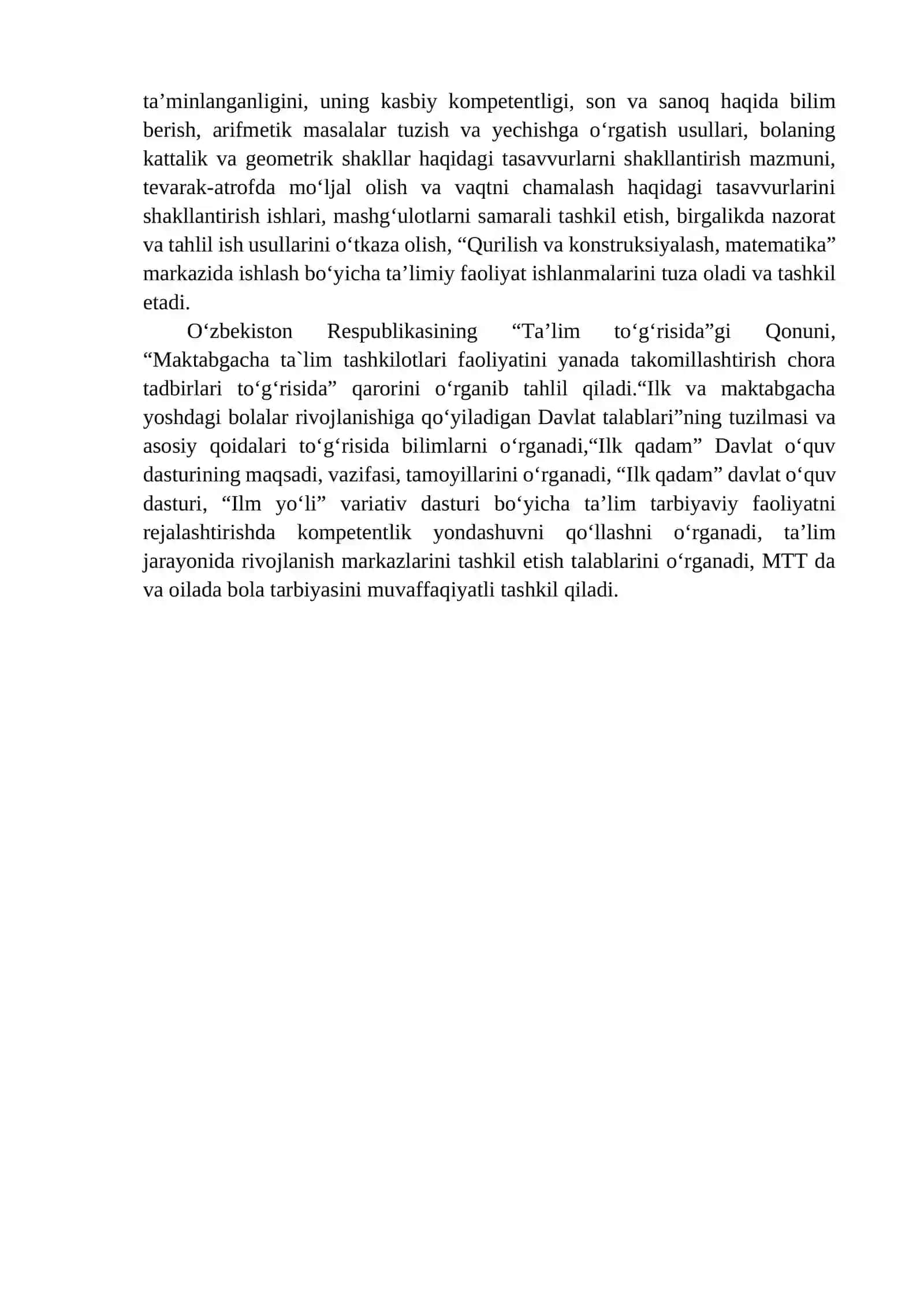 Maktabgacha yoshdagi bolalar ta’lim-tarbiyasida bilish jarayoning rivojlanishi fanidan o'qitish materiallari to'plami 4