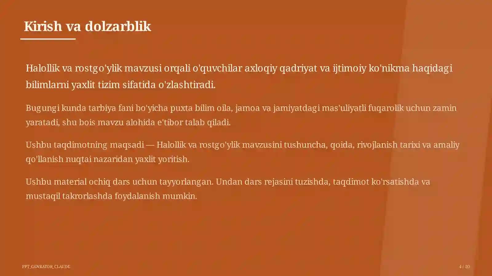 Halollik va rostgo'ylik (2-sinf) 1