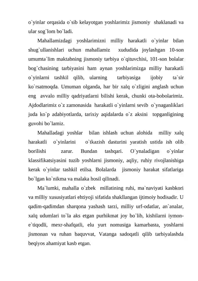 Milliy xalq o`yinlarining mohiyati yoshlarining tarbiyalashda tutgan o`rni 4