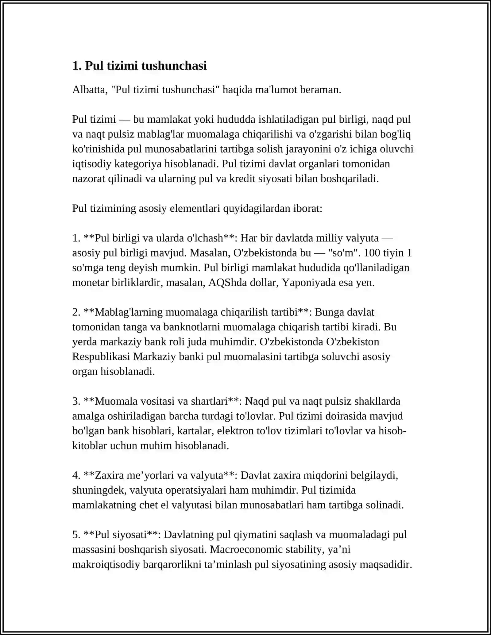 PUL TIZIMI VA AGGREGATLARI M0 M1 M2 TUSHUNCHALARI 4