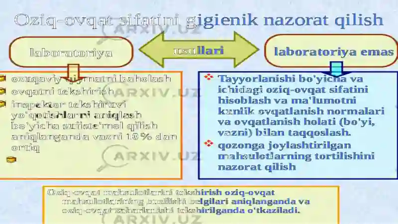 Ishlab chiqarish korxonalarida oziq-ovqat mahsulotlarini saqlash va qayta ishlashga qo’yiladigan gigiyenik talablar 4