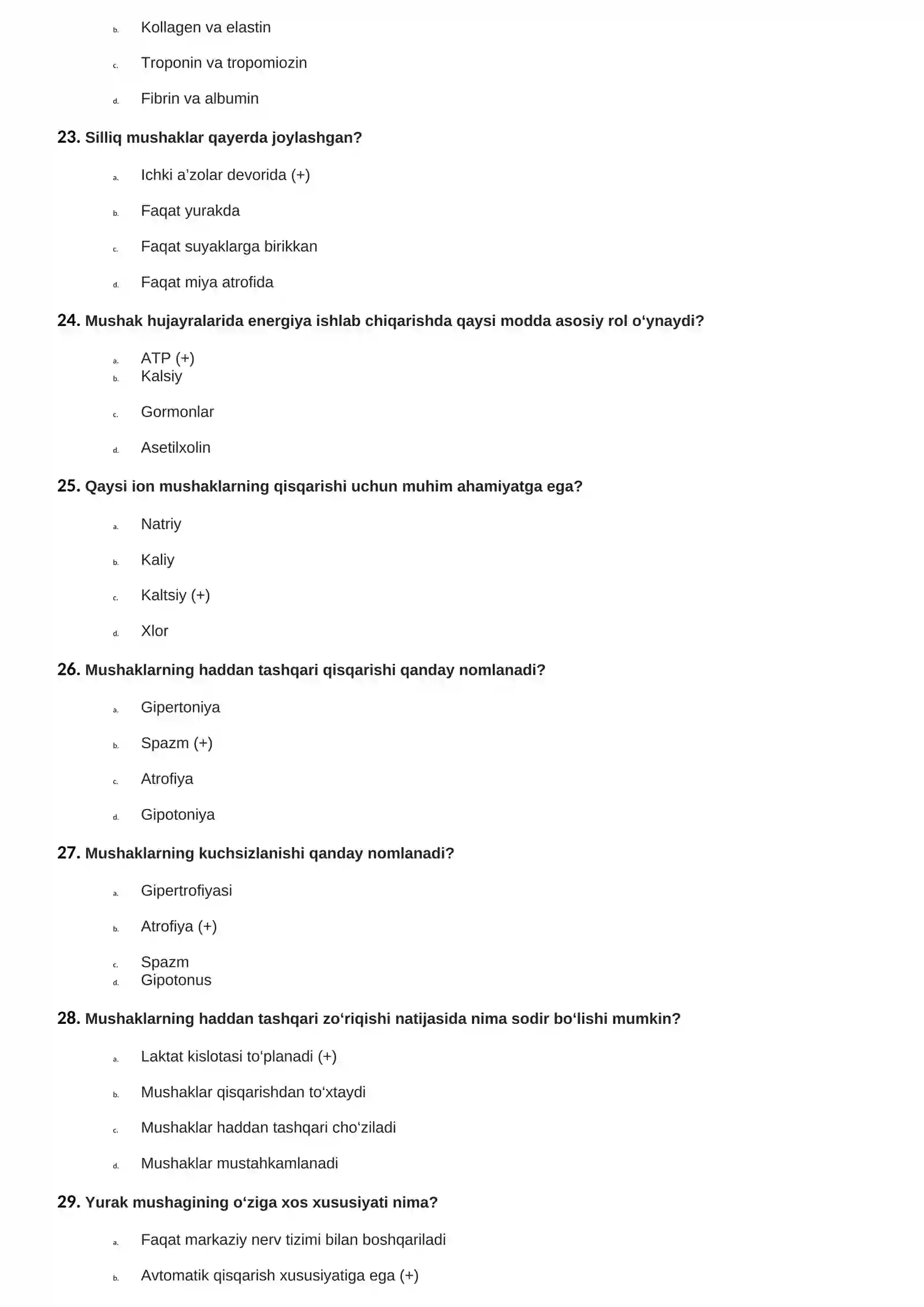 Mushaklar Fiziologiyasi Testlari 4