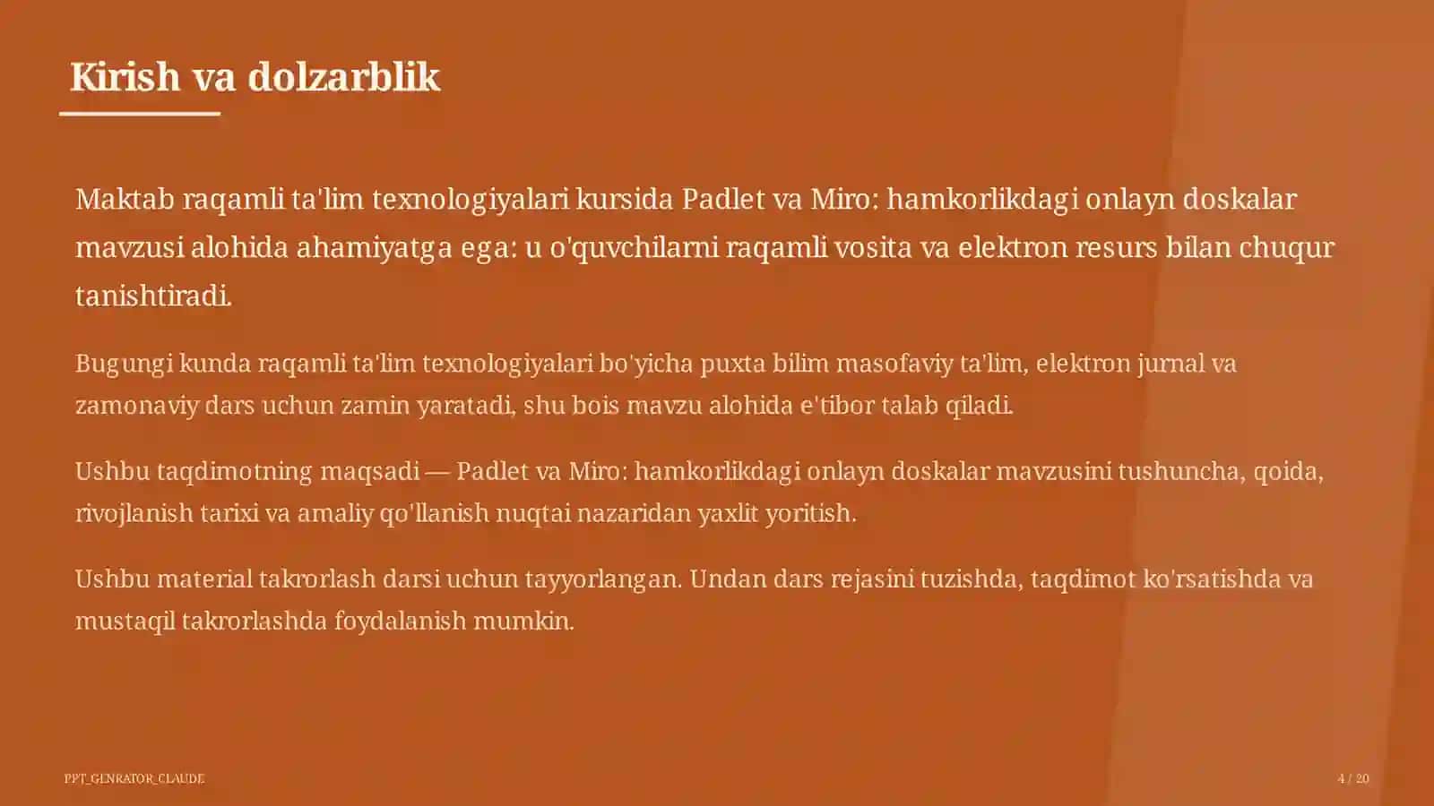takrorlash darsi uchun 4