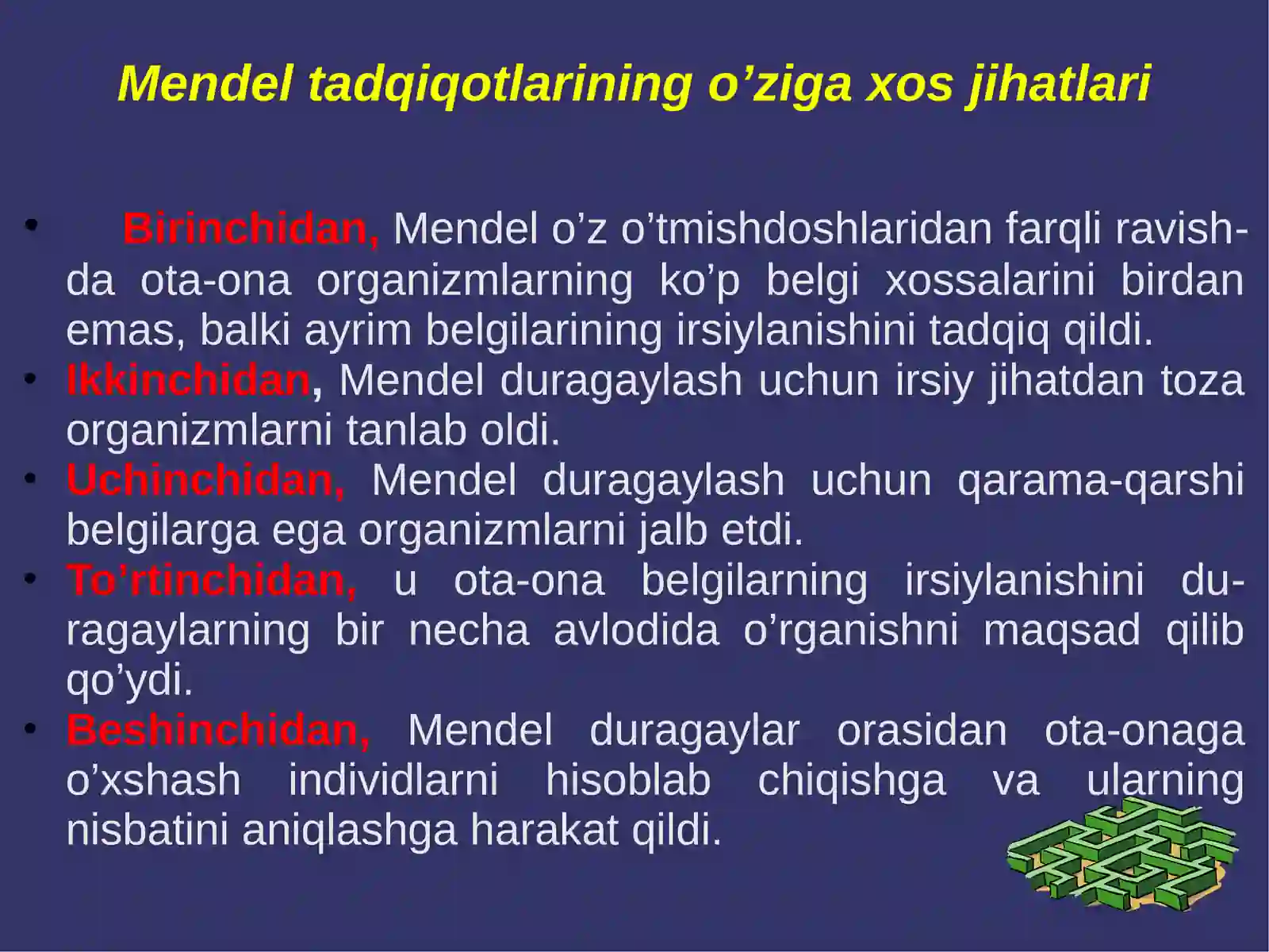 Irsiylanish qonunlari.Autosomalar bilan bog’liq belgilarning irsiylanishi 4