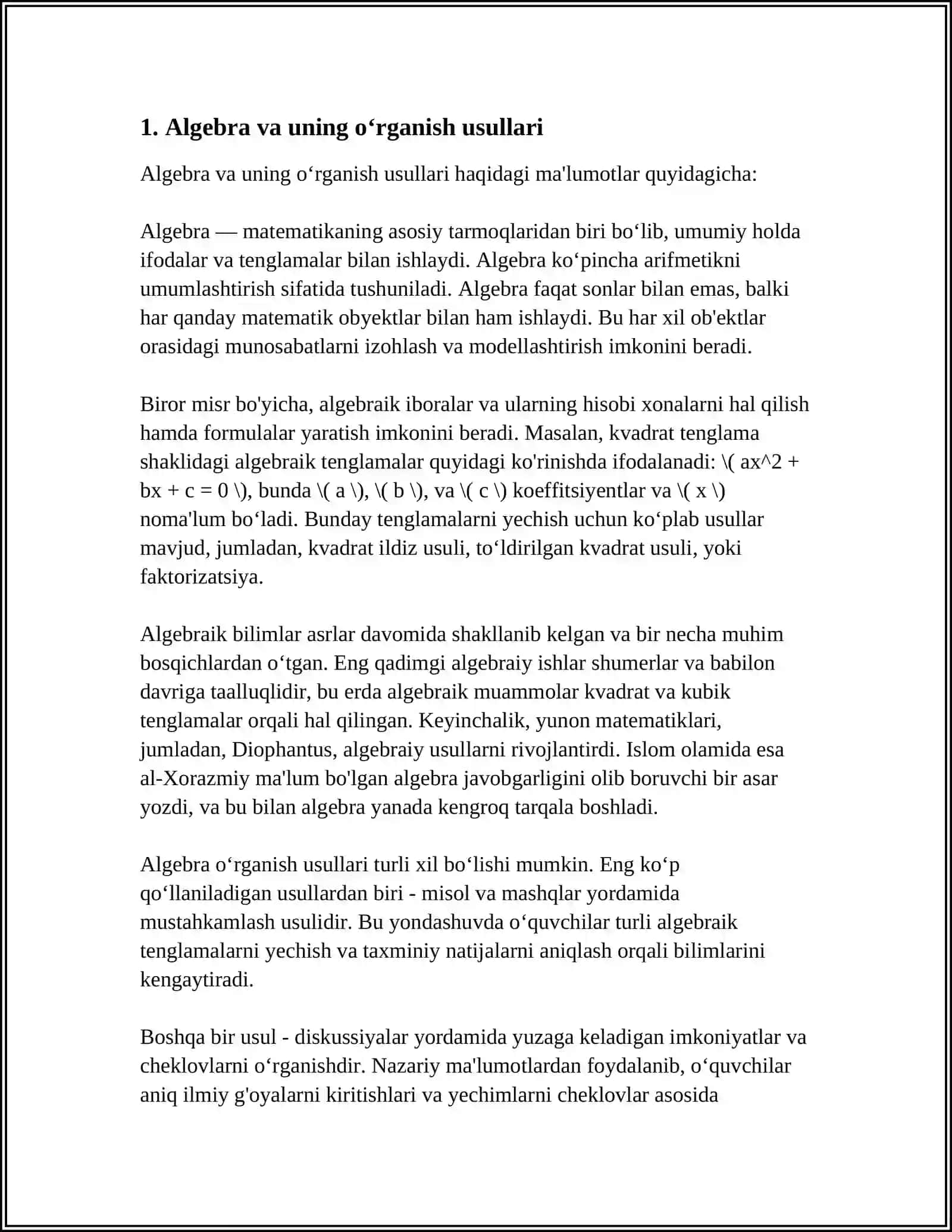 MATEMATIKADAN TO‘GARAK, O‘N MINUTLIKLAR, KONKURS, BELLASHUVLAR VA MASHG‘ULOTLARNI TAYYORLASH VA O‘TKAZISH METODIKASI 4