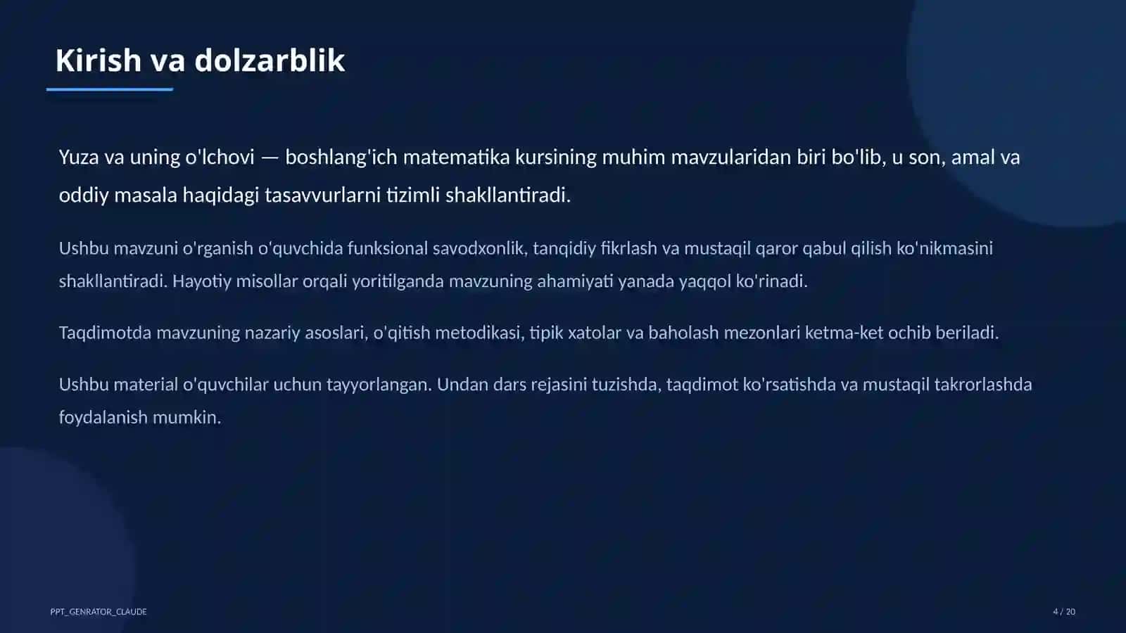 Yuza va uning o'lchovi (3-sinf) 4