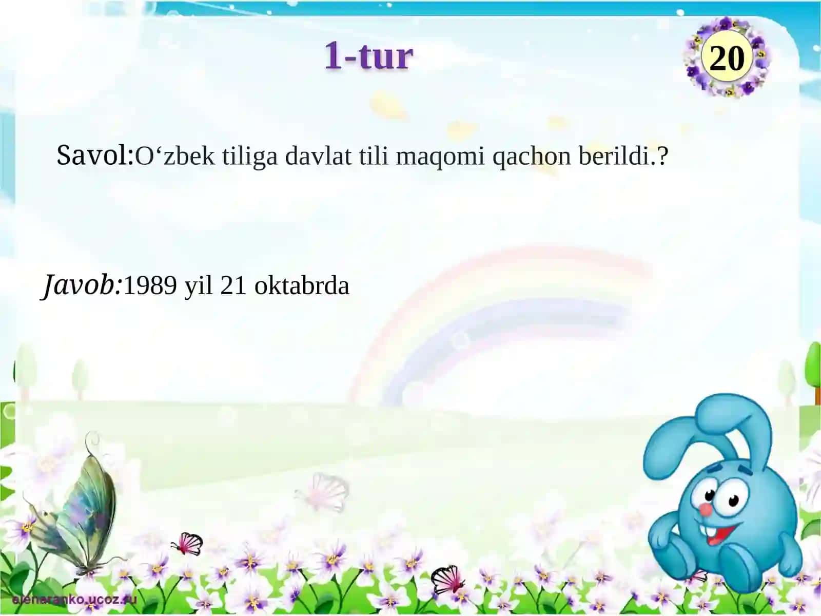 O'ZBEK TILI DAVLAT TILI O'YIN 4