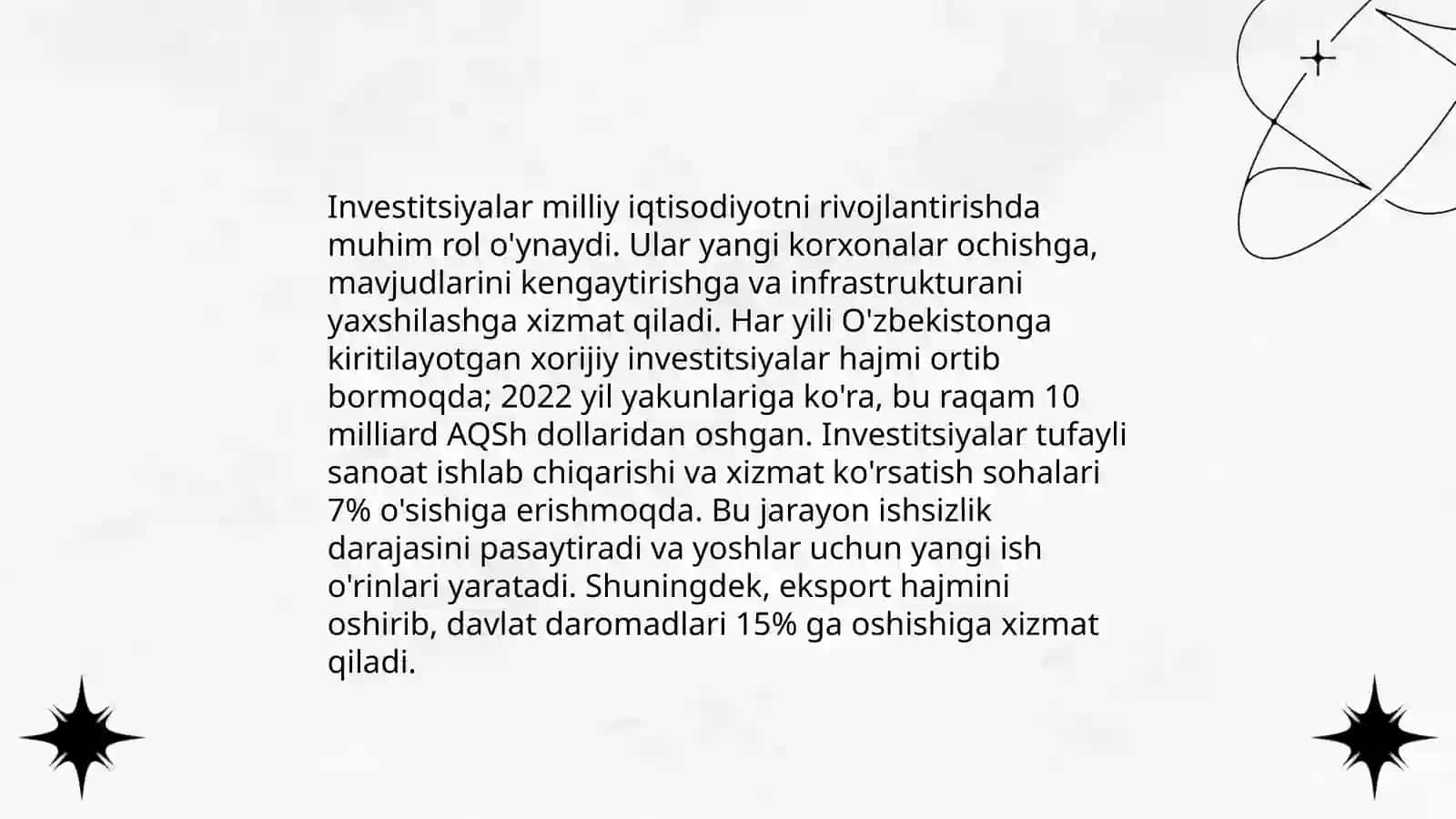 Investitsiya faoliyatini tartibga solishning milliy iqtisodiyotni rivojlantirishdagi ahamiyati 4