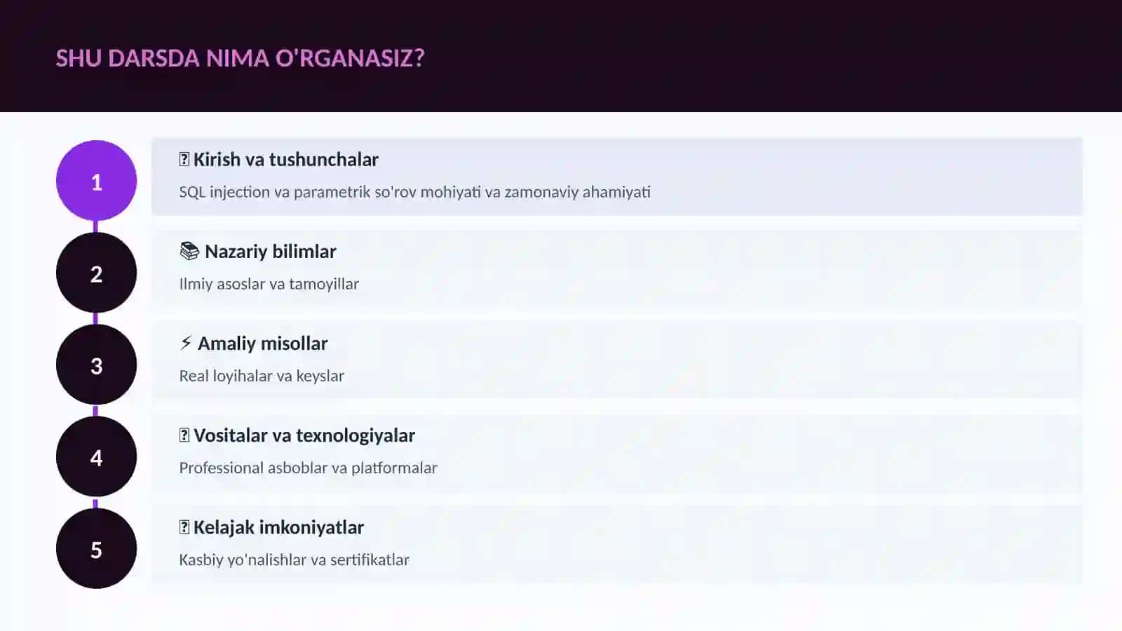 SQL injection va parametrik so'rov 4
