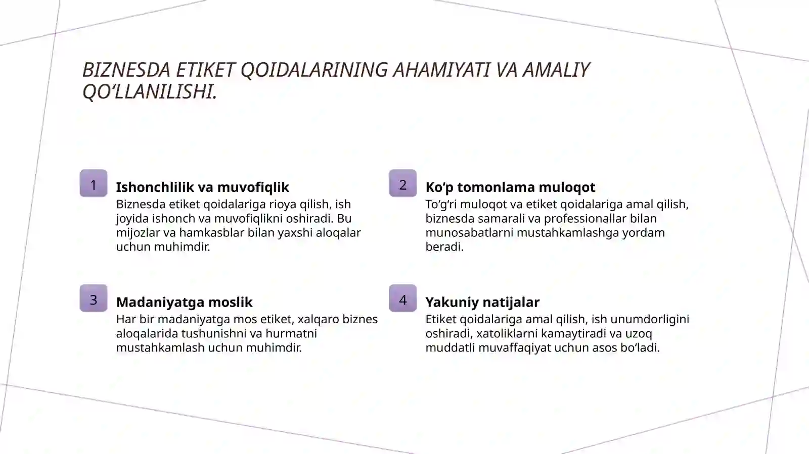 Etiket turlari va ulardagi xususiyatlar 4