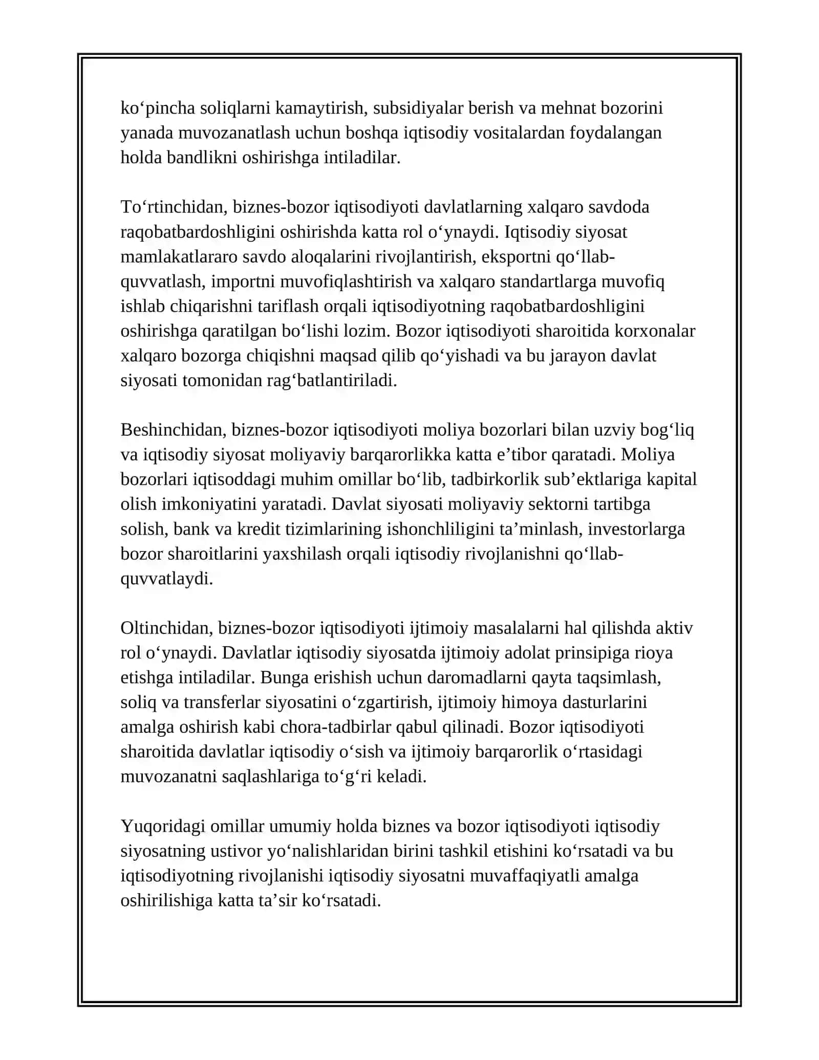 BIZNES -BOZOR IQTISODIYOTINING USTIVOR SOHASI 4