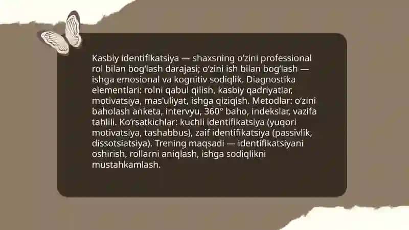 Shaxsning o'z faoliyatiga bo'lgan munosabatini tashxis qilish treninglari 4