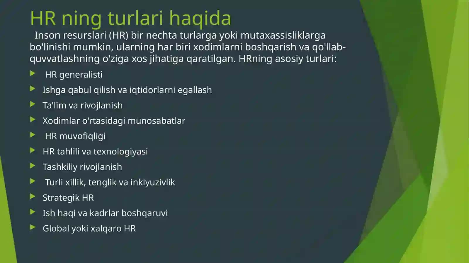 HRning turlari va ularning vazifalari 4