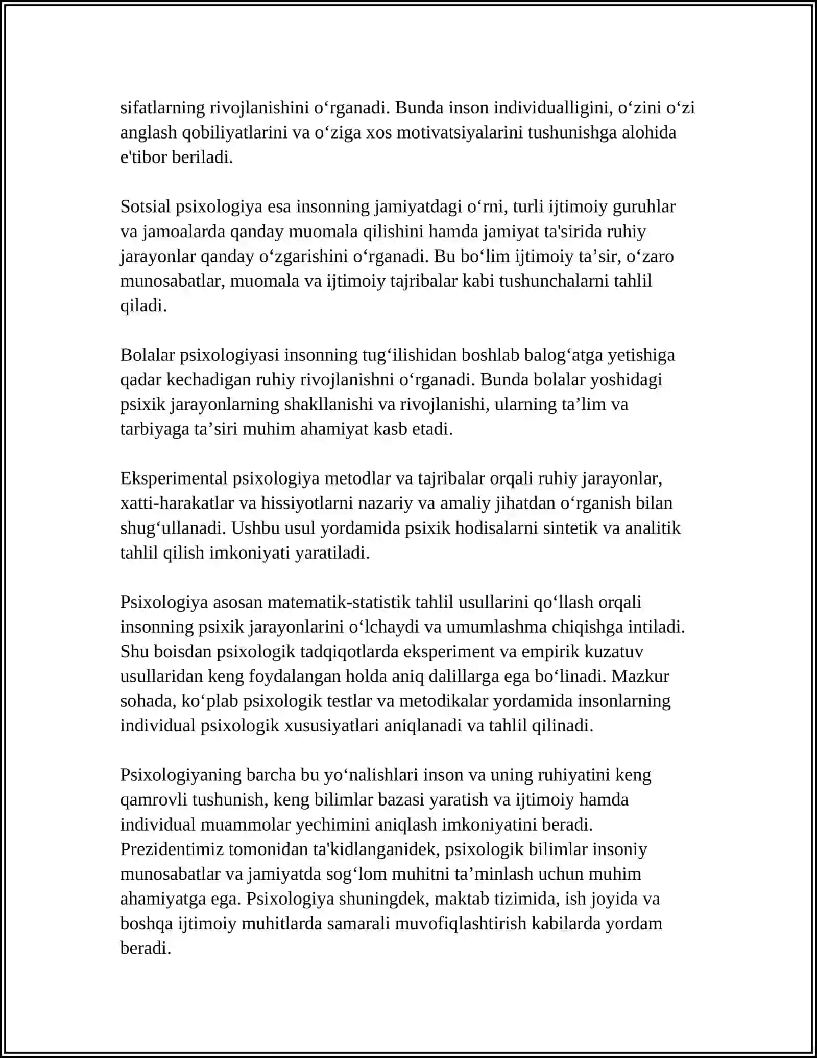 PSIXOLOGIYA FANINING PREDMETI.PSIXOLOGIYA FANINING MAQSAD VA VAZIFALARI 4