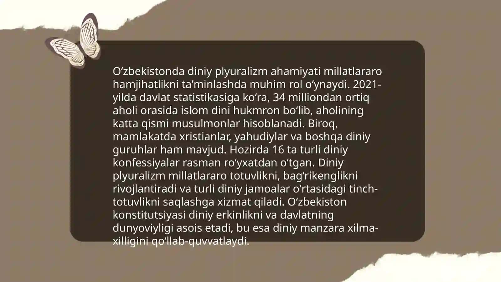 Diniy plyuralizm, diniy tolerantlik, bagʻrikenglikning jamiyat hayotida oʻrni 4