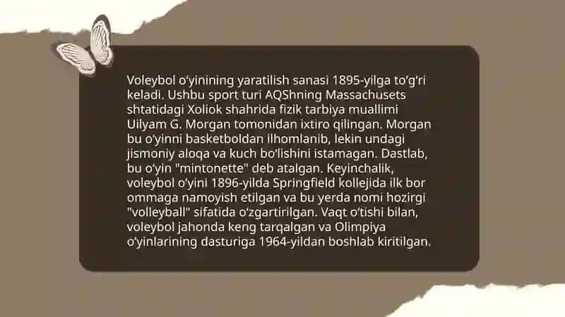 Voleybol oʻyini kelib chiqish tarixi va oʻyin qoidalari 4