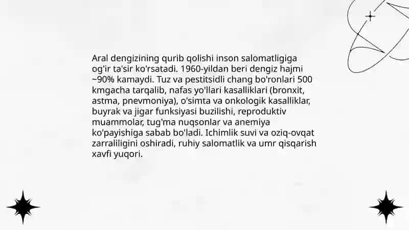 Ekolagik muammolar Orol fojiasi 4