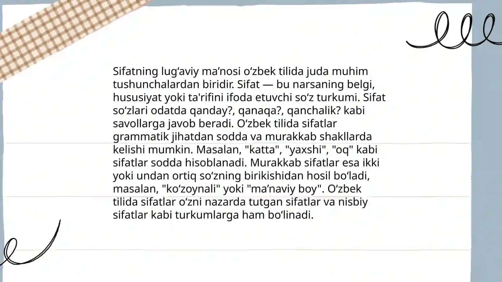 Sifat soʻz turkumi 4