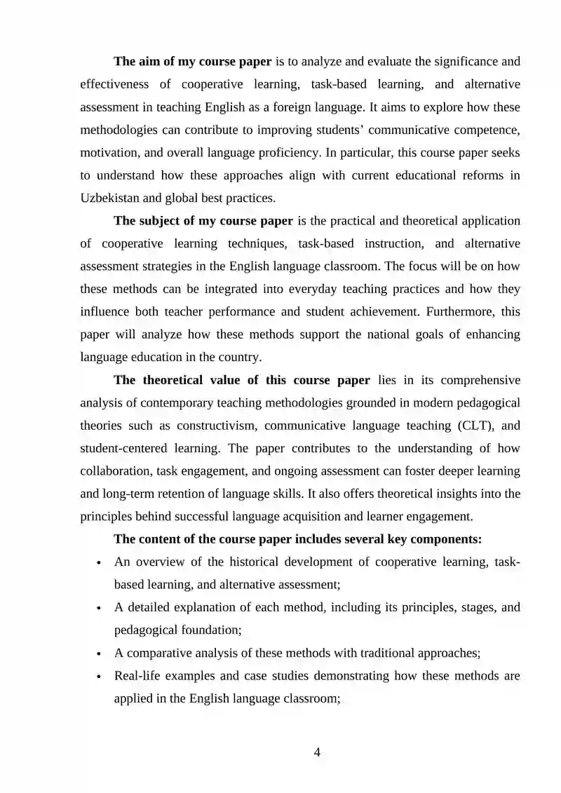 Cooperative learning, task-based learning, and alternative assessment 4