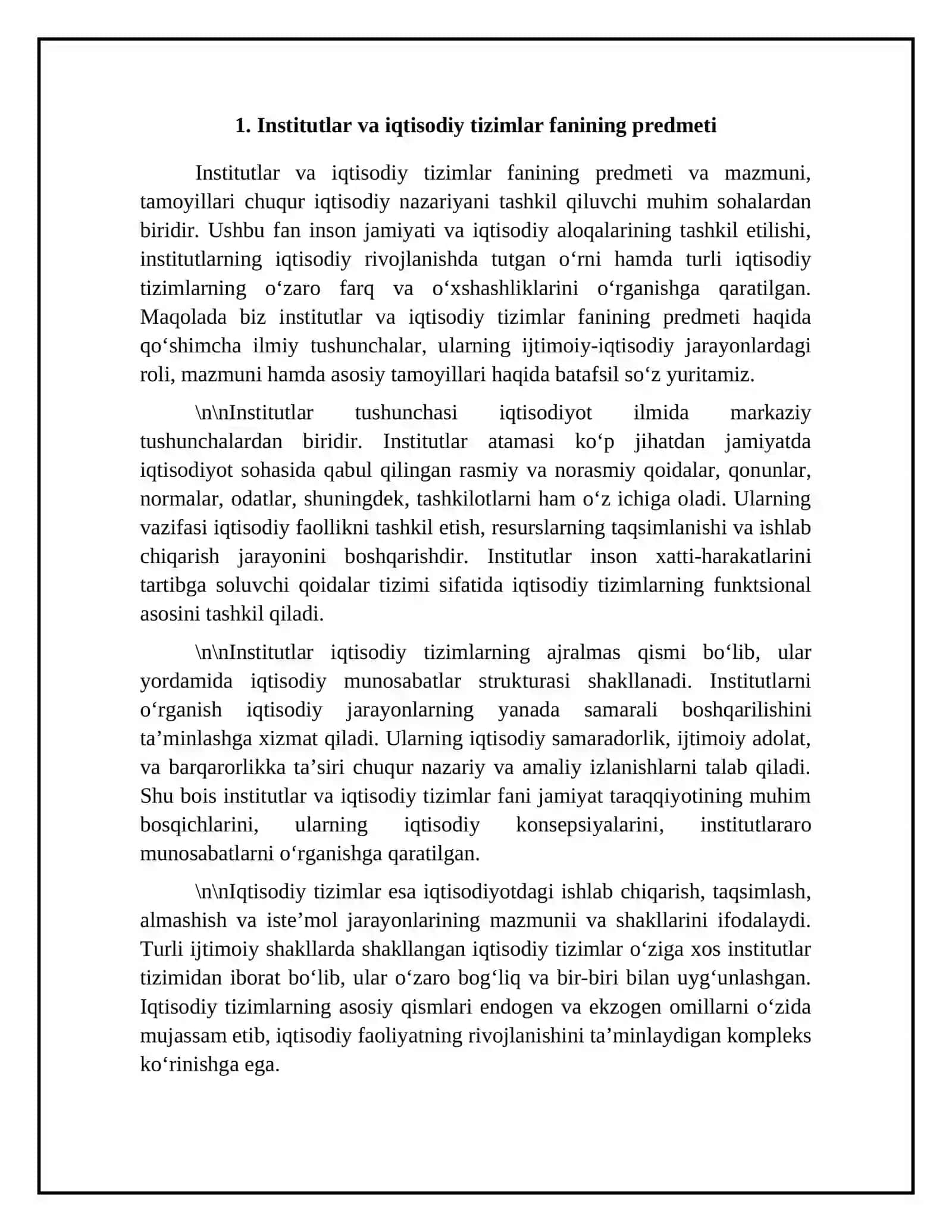 Institutlar va iqtisodiy tizimlar fani 4