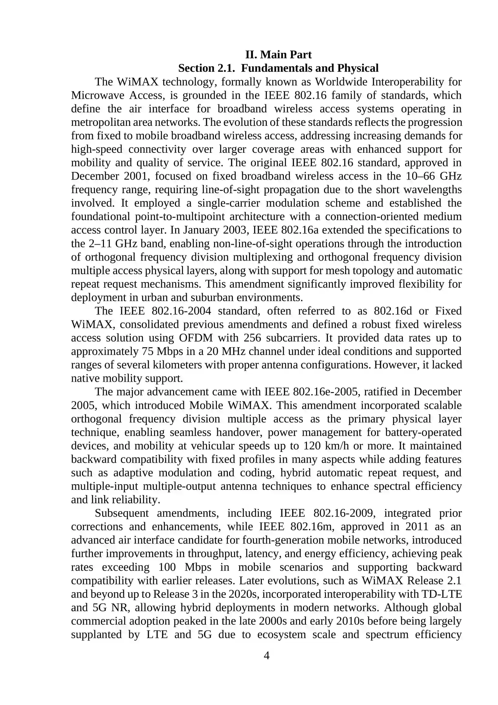 Organization of a wireless communication network using Wi-MAX wireless technologies 4