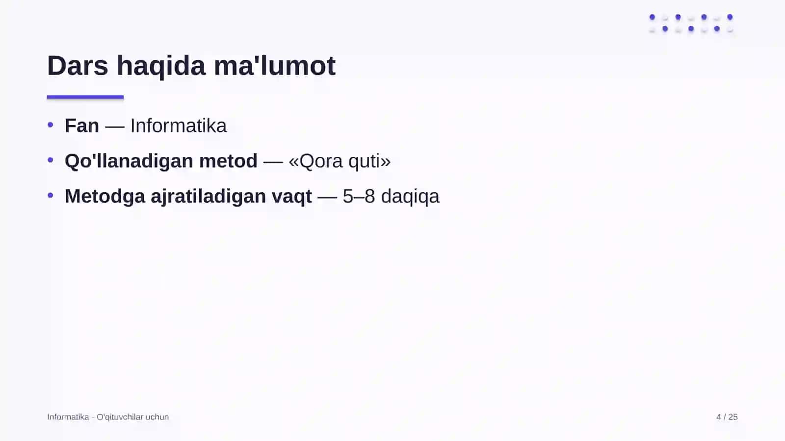 informatika darslarida qora quti metodidan foydalanish 4030 4