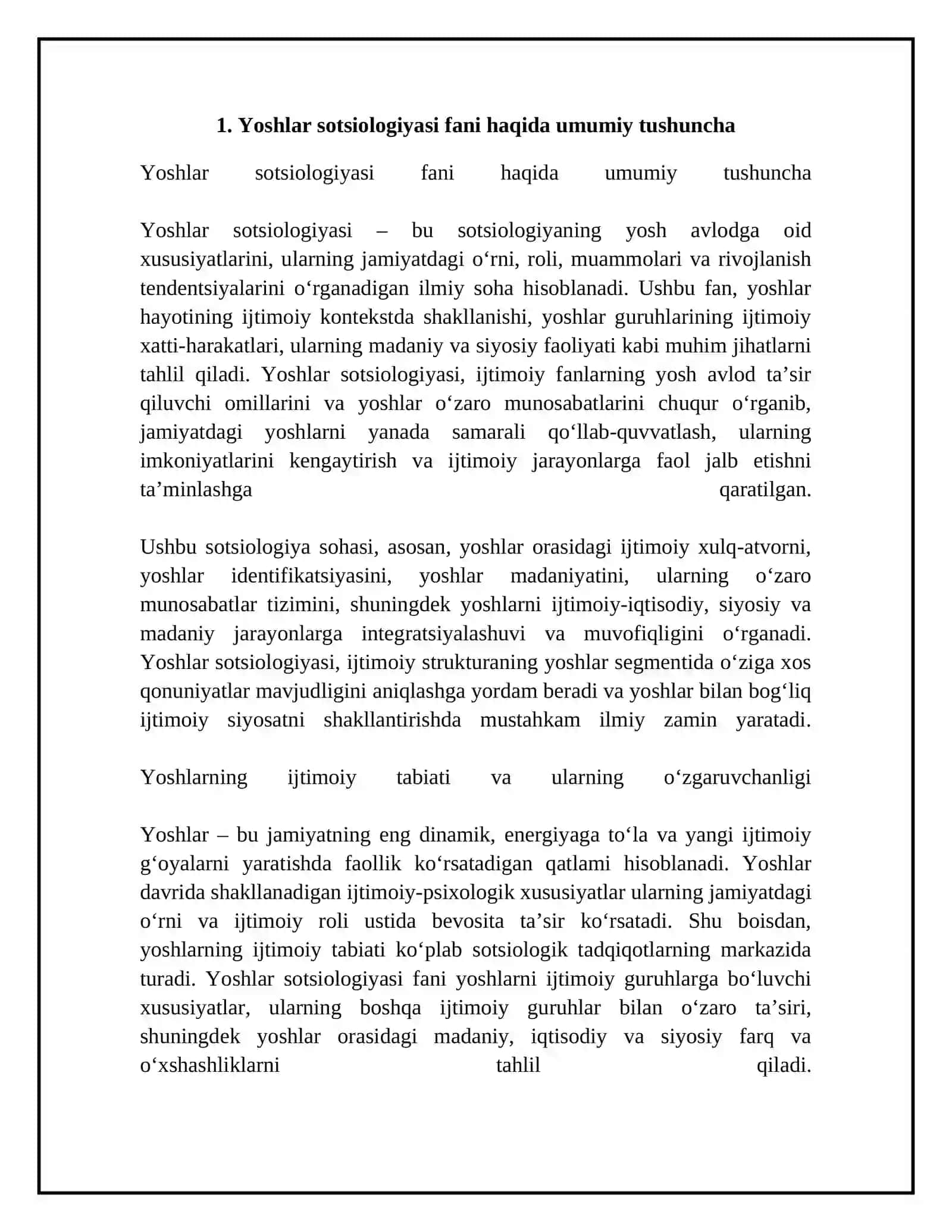 Yoshlar sotsiologiyasi fanining obyekti va predmeti 4