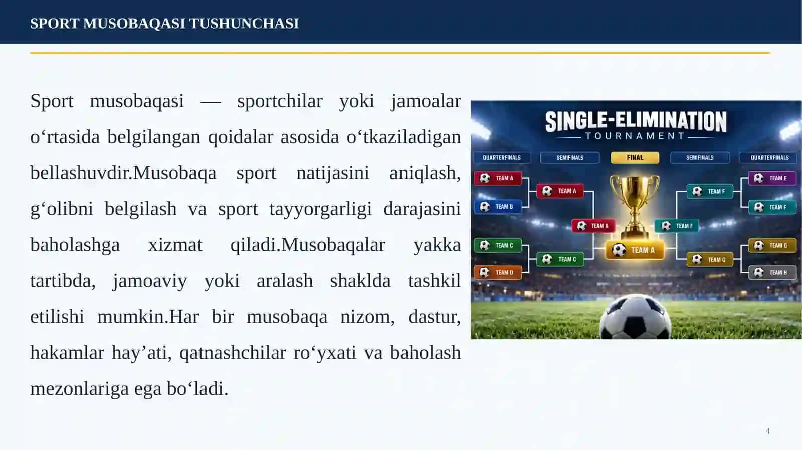 SPORT MUSOBAQALARINING TURLARI VA ULARNI O‘TKAZISH USULLARI 4