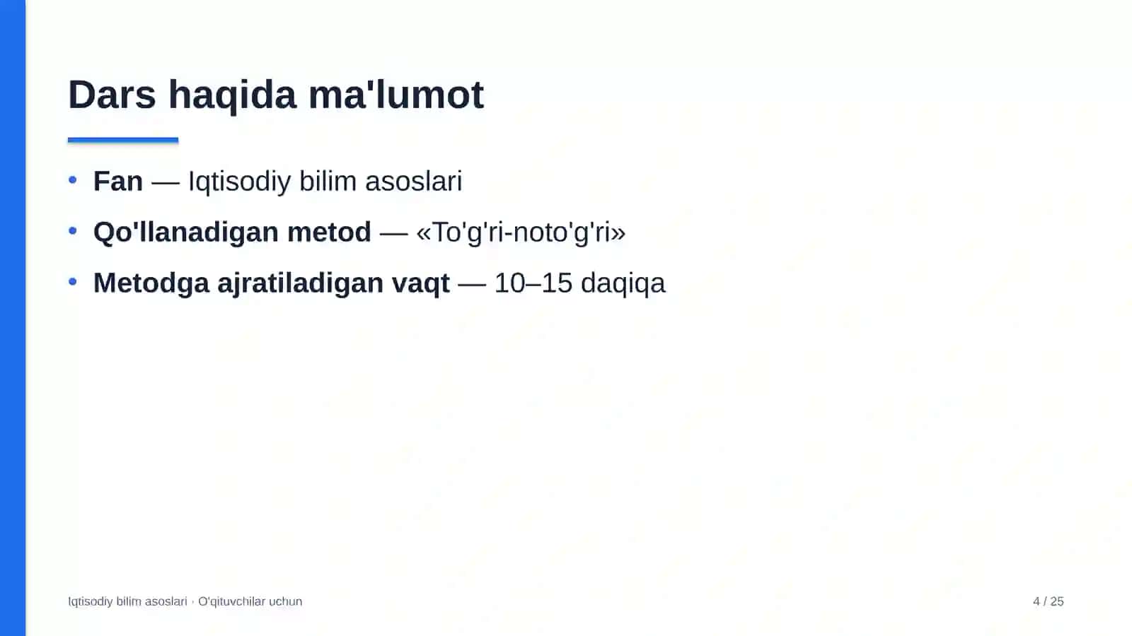iqtisodiy bilim asoslari darslarida to'g'ri noto'g'ri metodidan foydalanish 2099 4