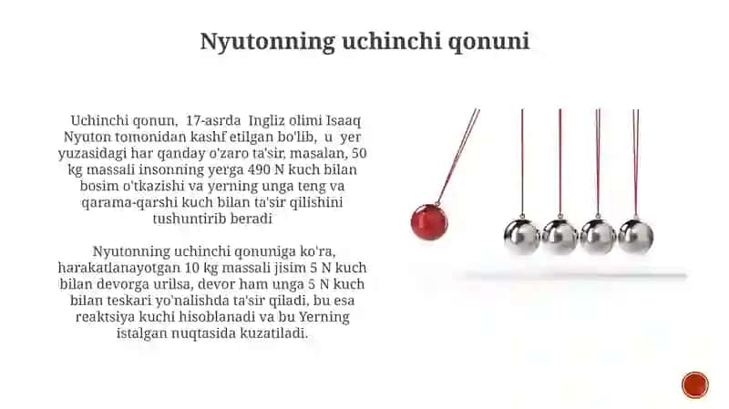 Dinamika. Umumlashgan qonunlar. Nyuton qonunlari va ularning qoʻllanishi 4