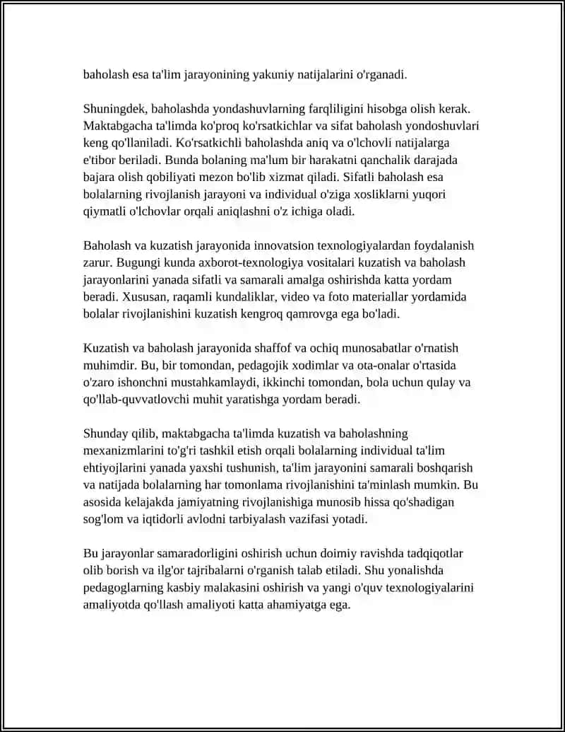 KUZATISH VA BAHOLASHNING NAZARIY ASOSLARI MAKTABGACHA TA'LIMDA 4
