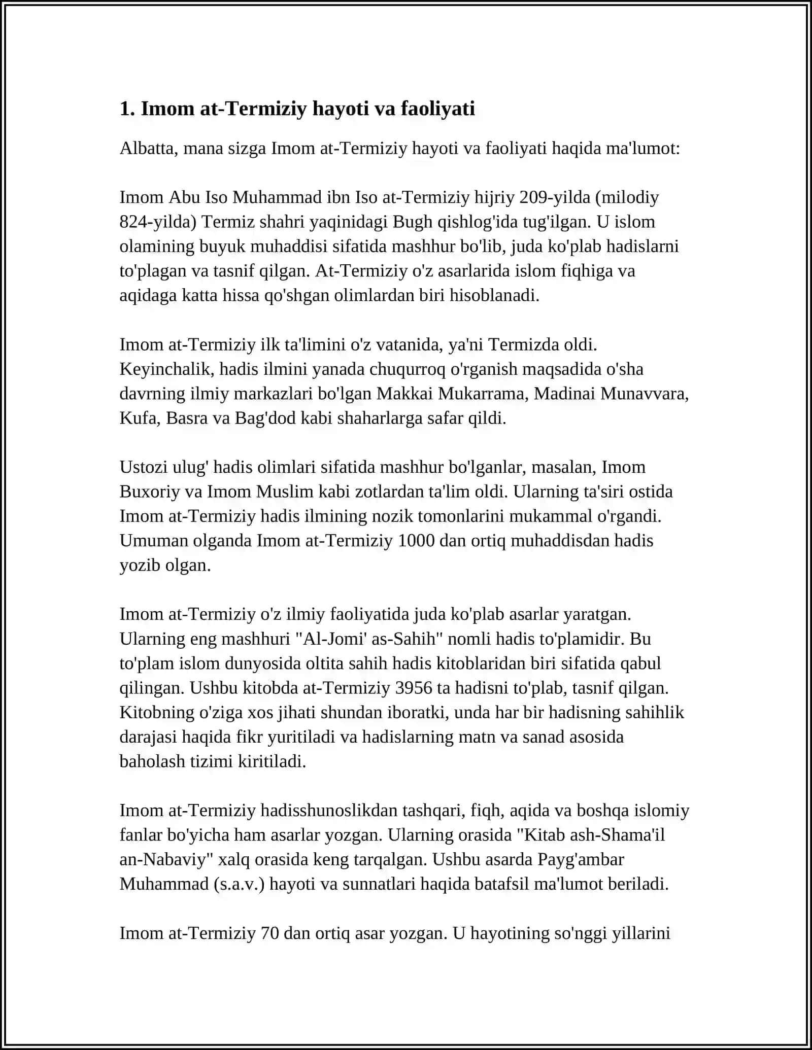 YOSHLARNI TARBIYALASHDA O'RTA OSIYO ALLOMALARI ILMIY MEROSINING O'RNI ( IMOM AT-TERMIZIY ILMIY FAOLIYATI) 4