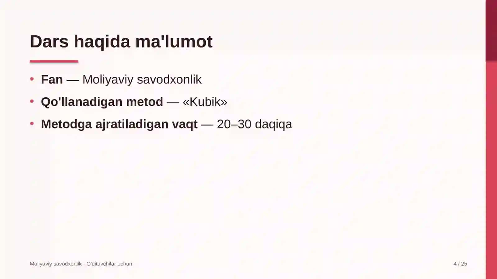 moliyaviy savodxonlik darslarida kubik metodidan foydalanish 5662 4