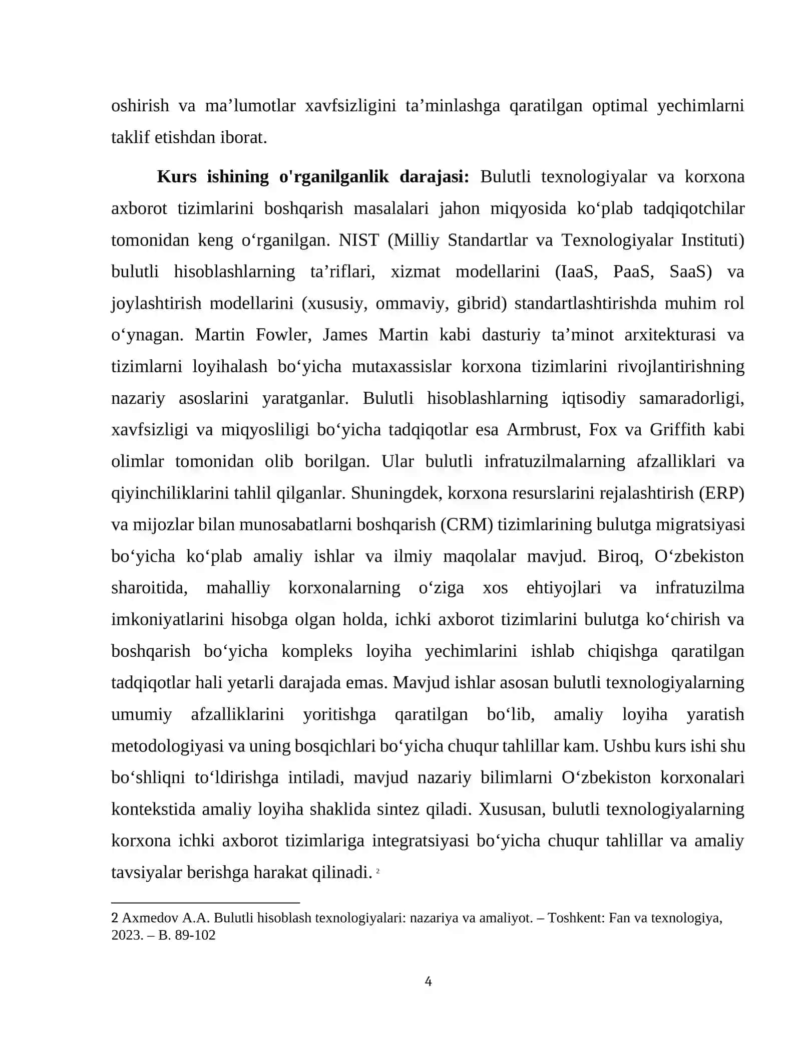 BULUTLI TEXNOLOGIYALAR YORDAMIDA KORXONA ICHKI AXBOROT TIZIMLARINI BOSHQARISH BO‘YICHA LOYIHA YARATISH 4