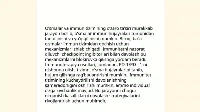 Immunopatalogiya, uning oʻsma hujayralari kelib chiqishidagi ahamiyati 4
