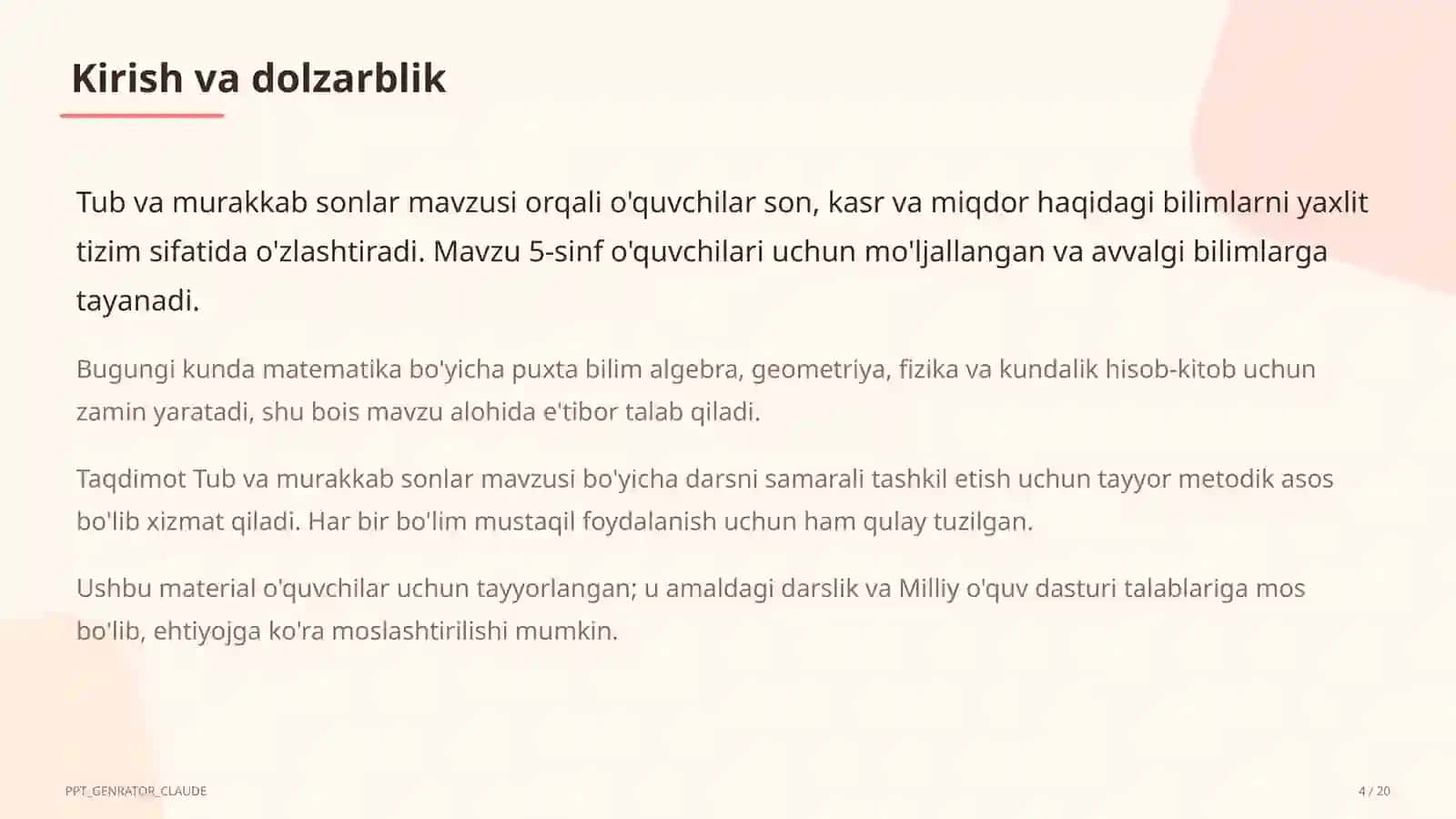 Tub va murakkab sonlar (5-sinf) 4