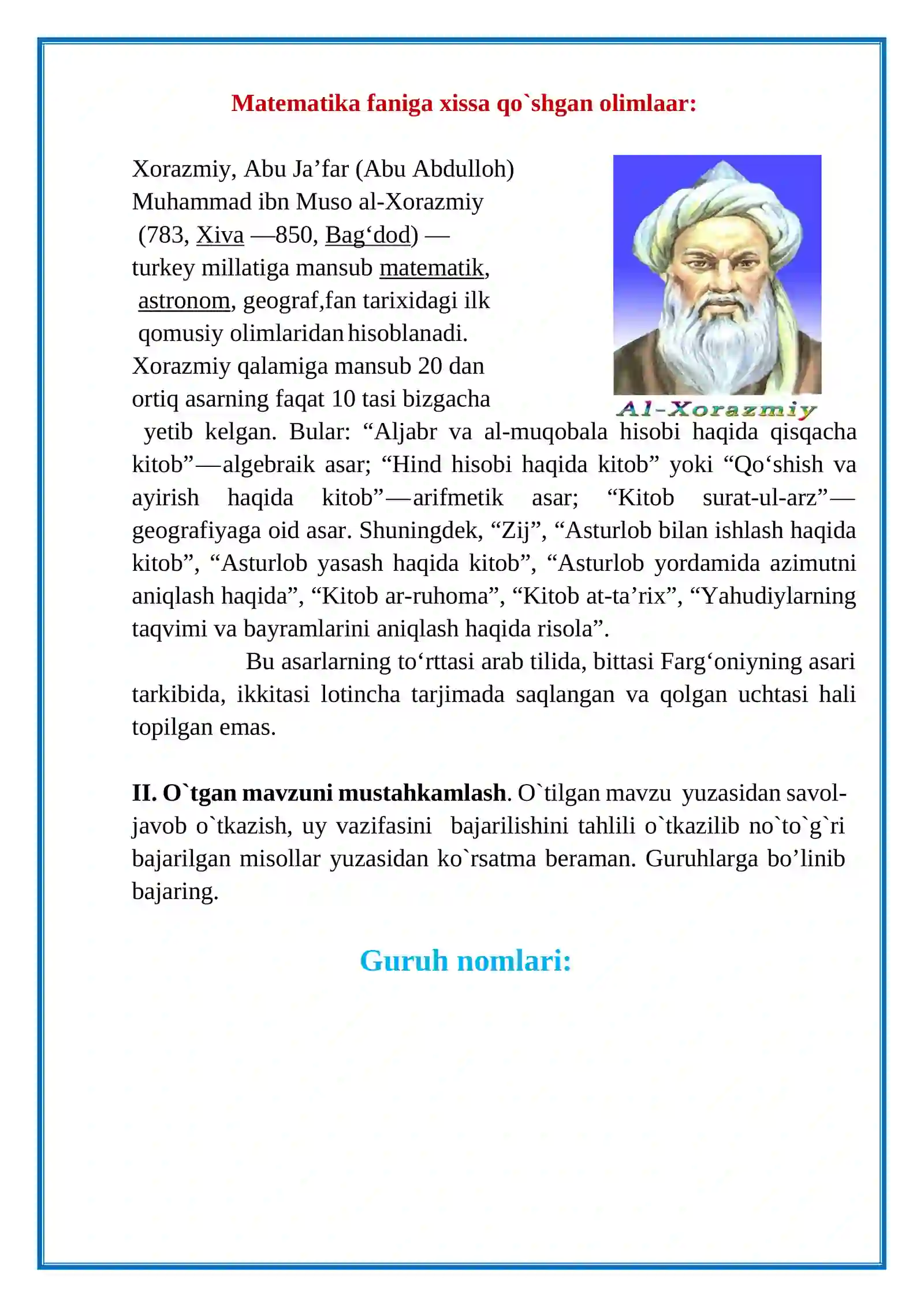3-sinf. Matematika. To'plamlar. 4-chorak 4