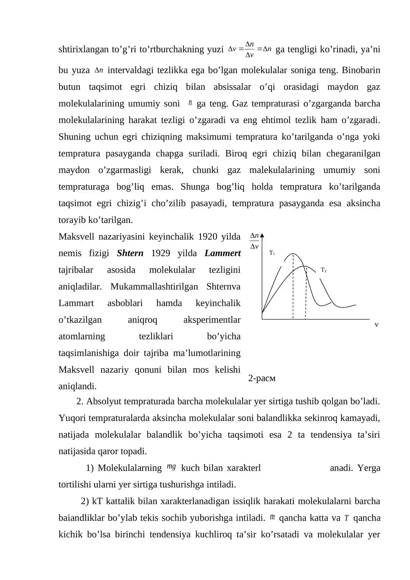 Molekulalar tezliklari va ularning taqsimot qonunlari 4