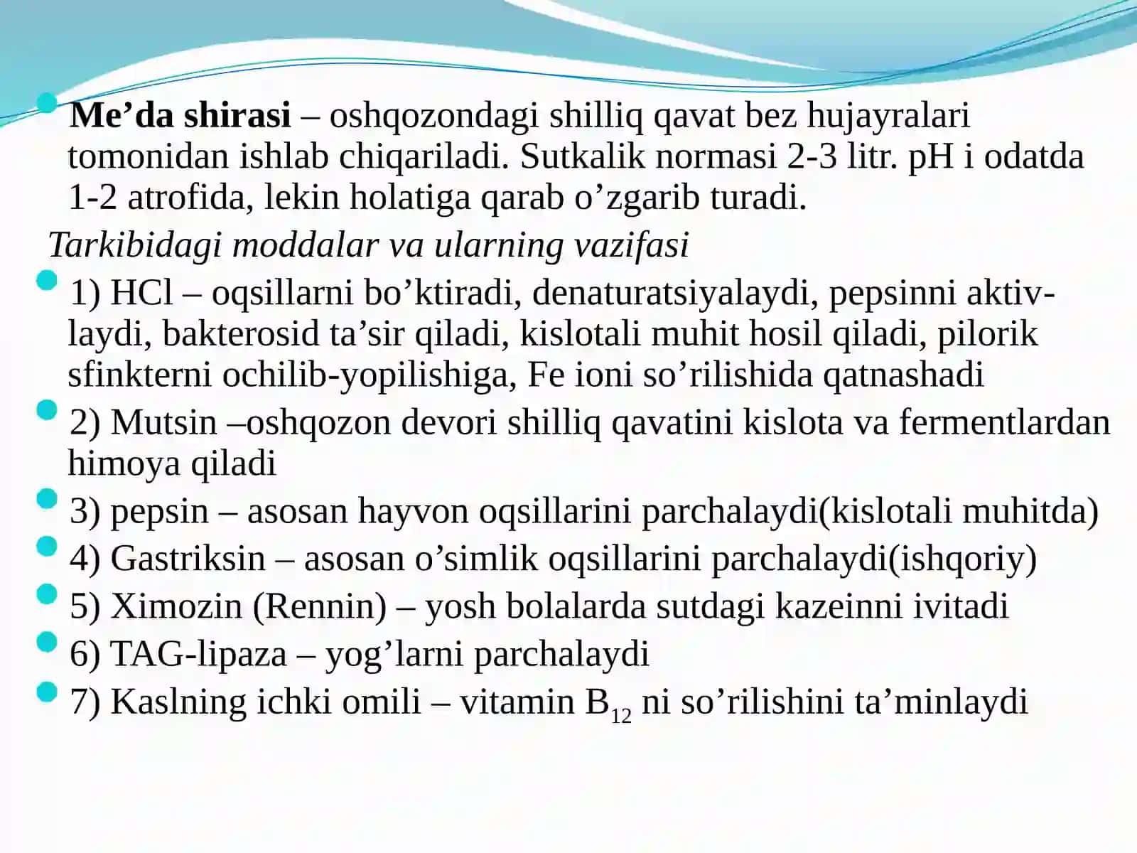 Oshqozon-ichak tizimi biokimyosi 4