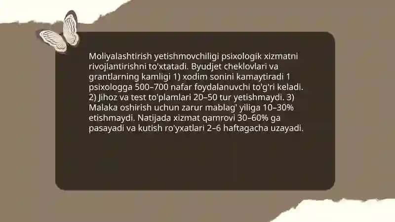 Psixologik xizmatni tashkil etish muommolari 4
