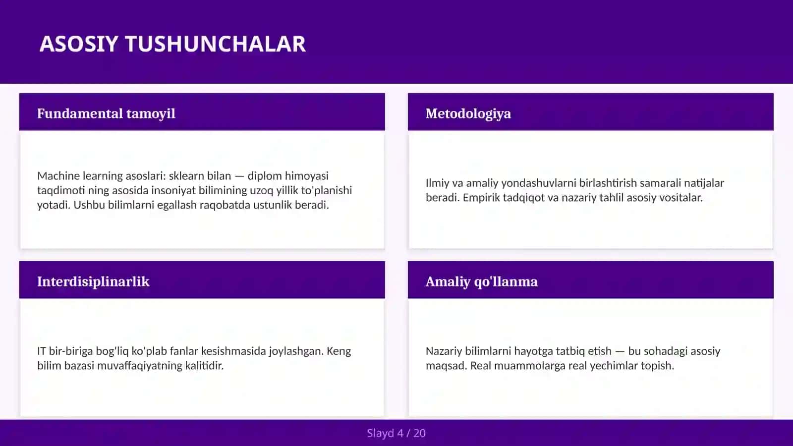 Machine learning asoslari: sklearn bilan — diplom himoyasi taqdimoti 4