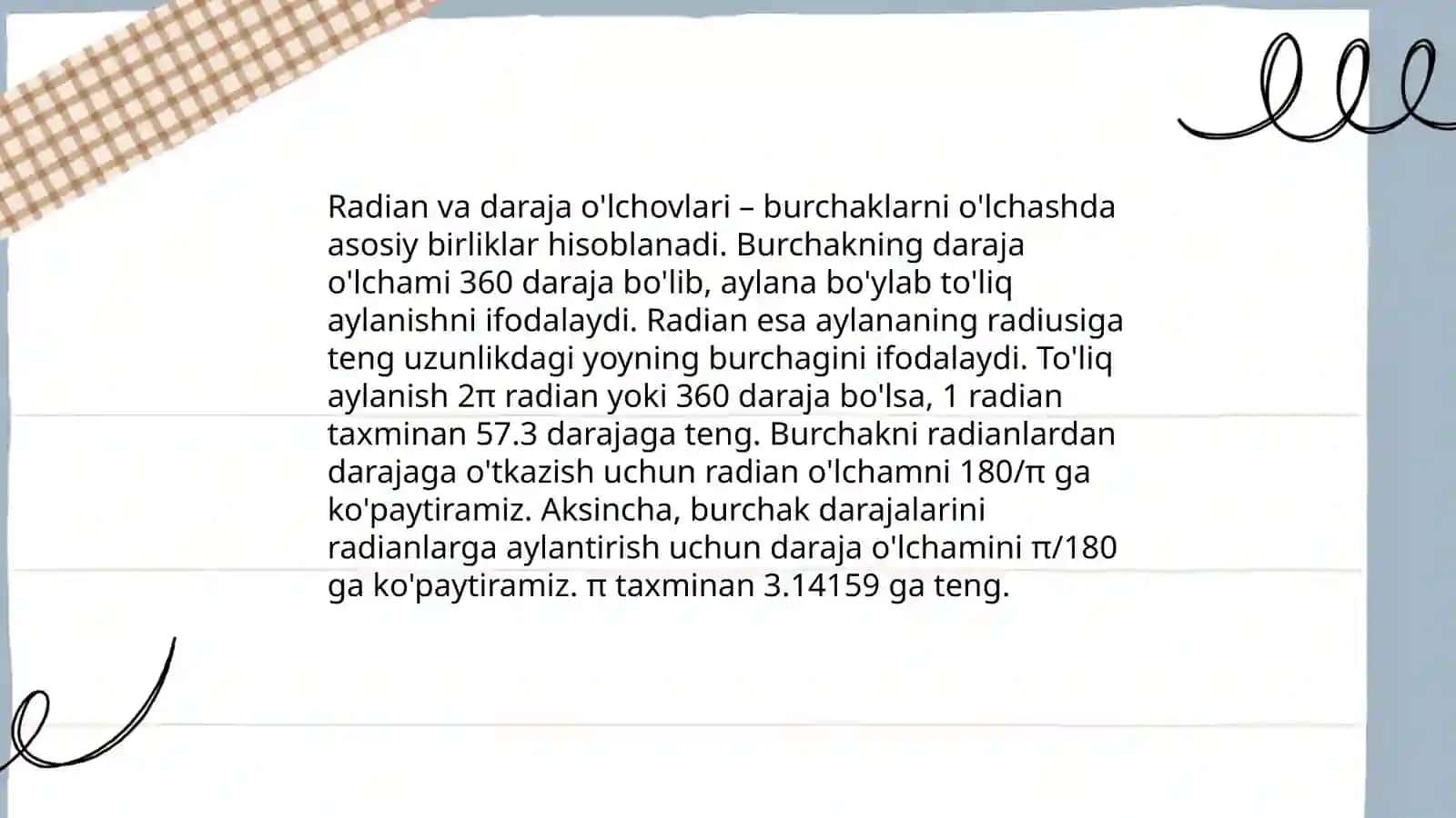Radian oʻlchov 4