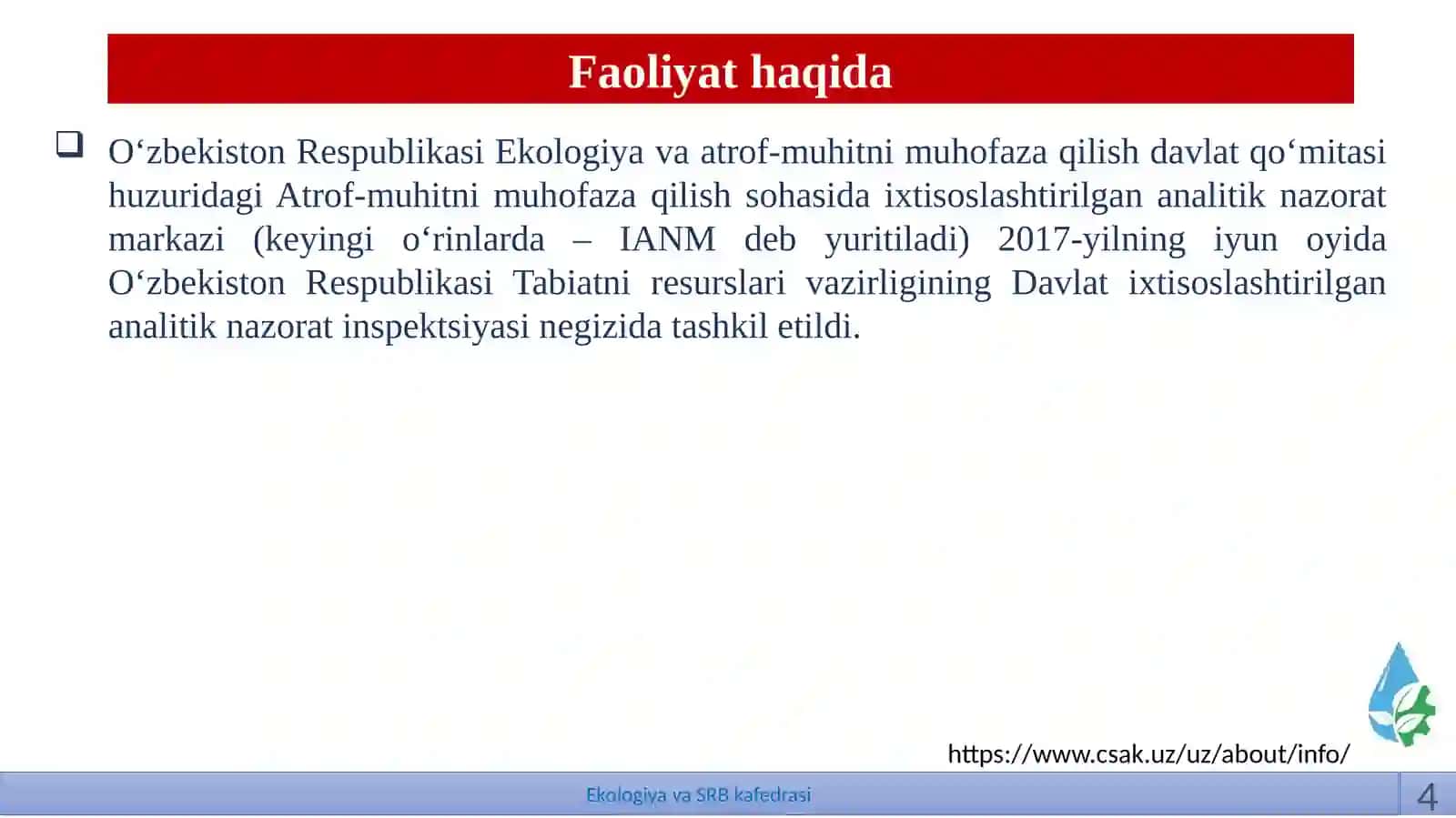 ANALITIK NAZORATGA IXTISOSLASHTIRILGAN NAZORAT MARKAZI BILAN TANISHISH 4