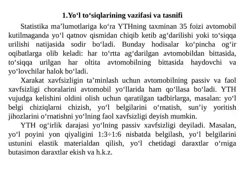 AVTOMOBIL YO‘LLARINI JIHOZLASH 4