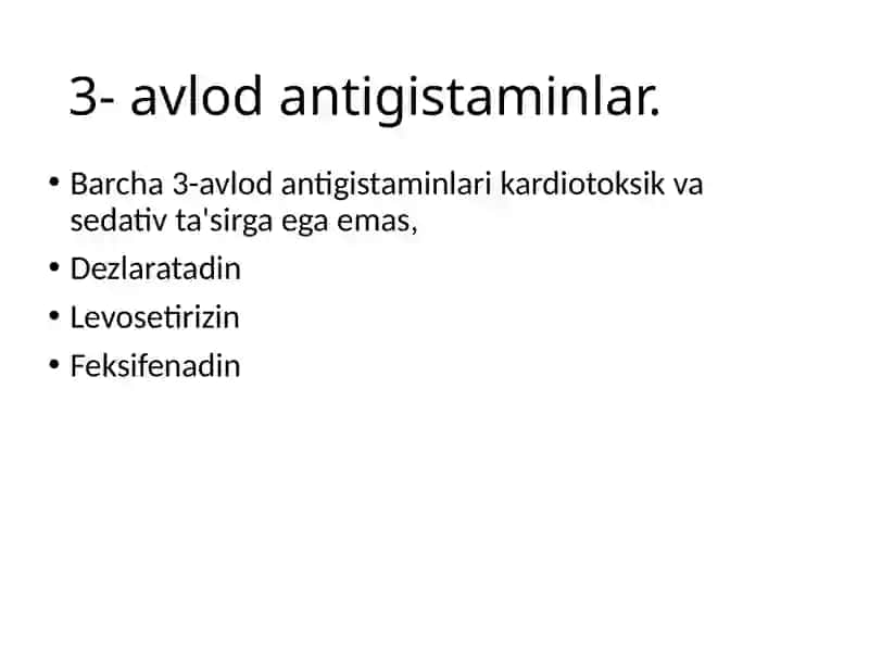 Antigistamin Dori vositalari farmakologiyasi 4