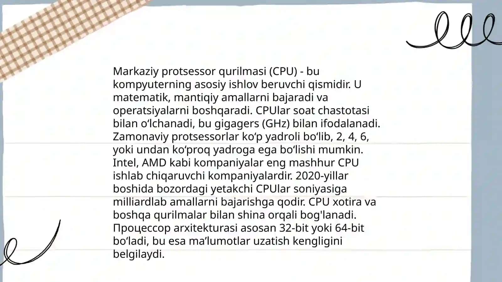 Kompyuterning asosiy va qoshimcha qurulmalari tasnifi,vazifalari MMT 22AU guruh talabasi 4